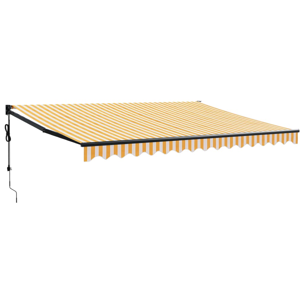vidaXL Zwijana markiza, automatyczna, żółto-biała, 4,5x3 m