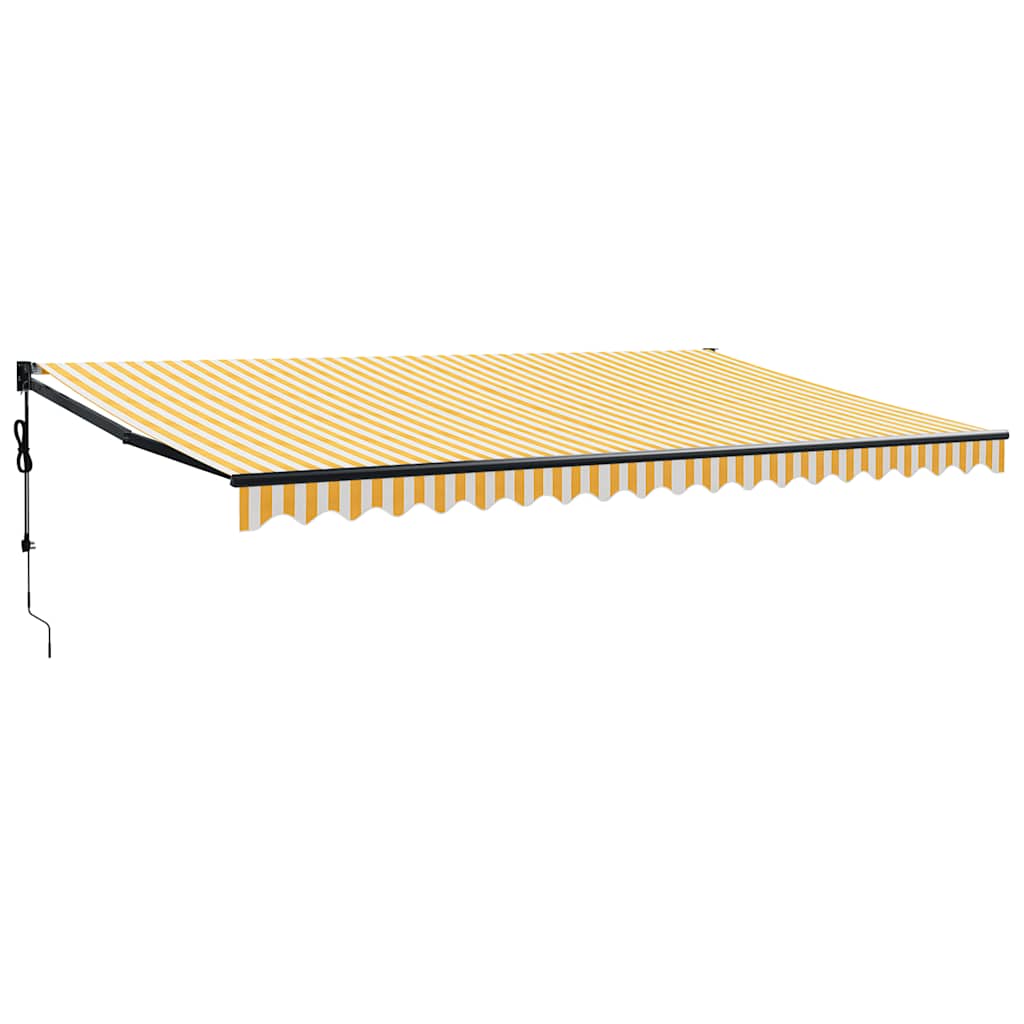 vidaXL Zwijana markiza, automatyczna, żółto-biała, 5x3 m