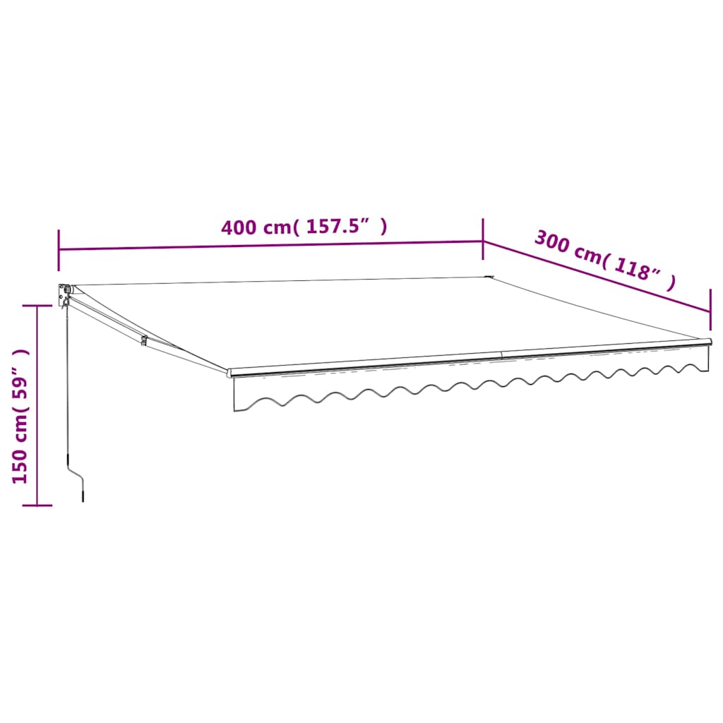 vidaXL Zwijana markiza, automatyczna, antracytowa, 4x3 m