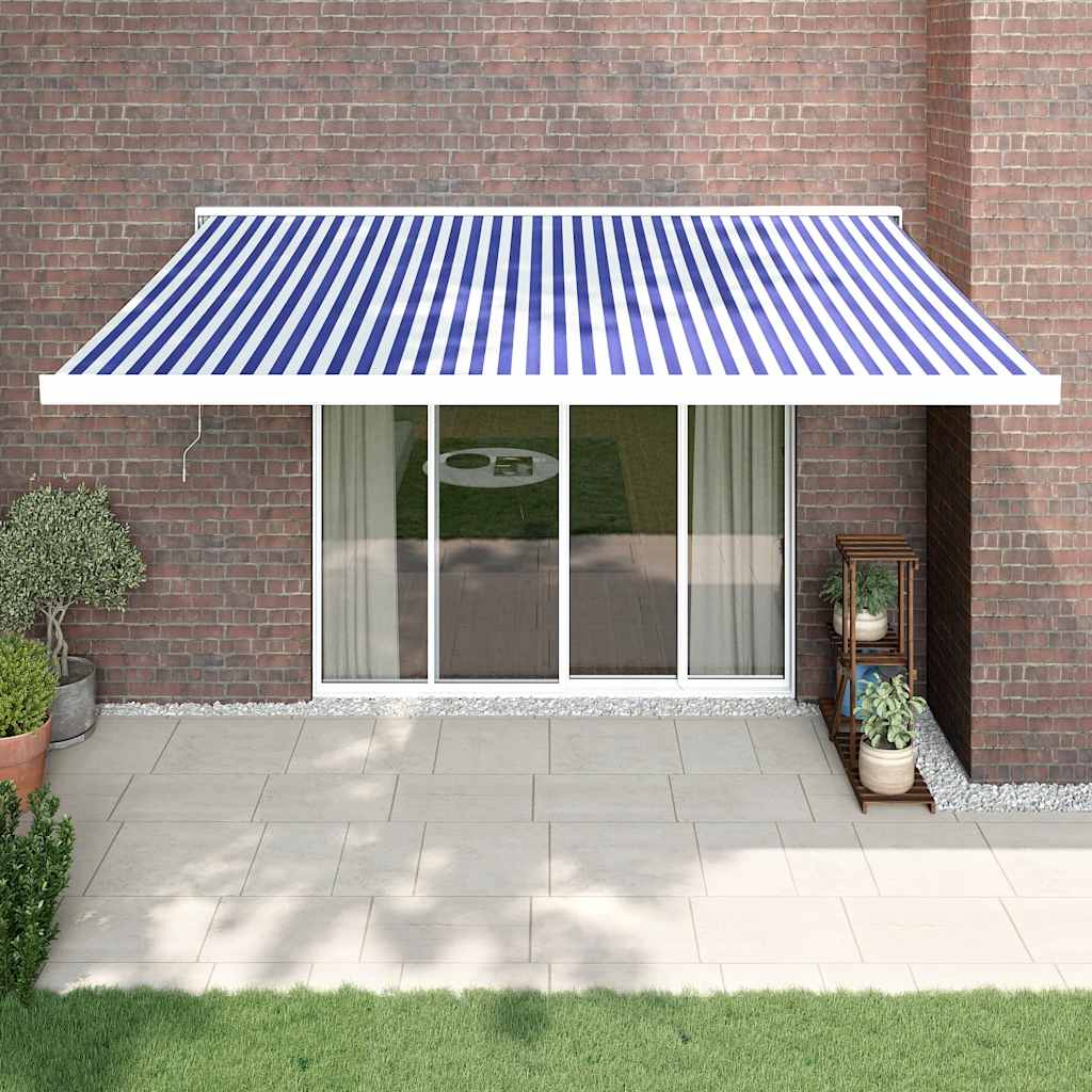 vidaXL Zwijana markiza, niebiesko-biała, 4x3 m, tkanina i aluminium