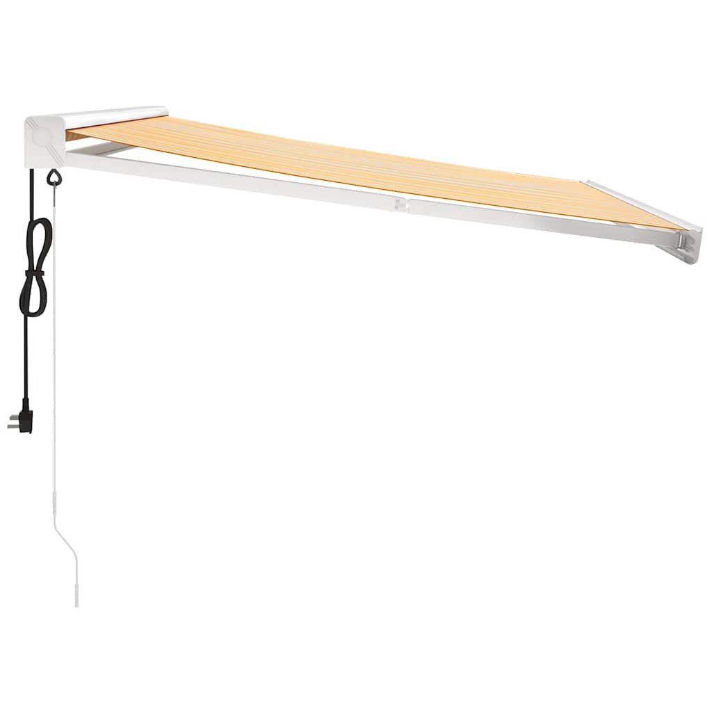vidaXL Zwijana markiza, żółto-biała, 3x2,5 m, tkanina i aluminium