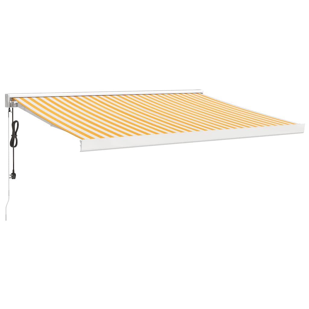 vidaXL Zwijana markiza, żółto-biała, 3,5x2,5 m, tkanina i aluminium