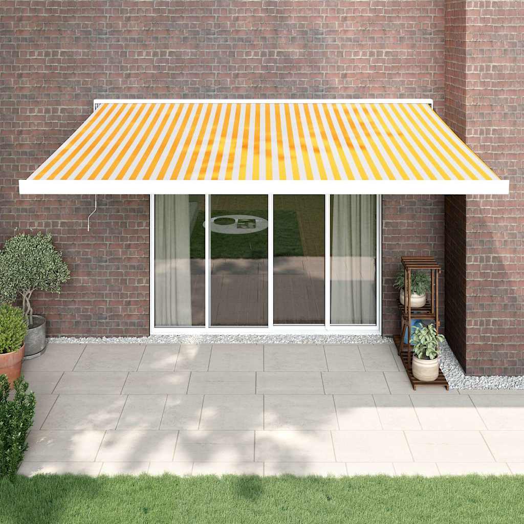 vidaXL Zwijana markiza, żółto-biała, 4,5x3 m, tkanina i aluminium