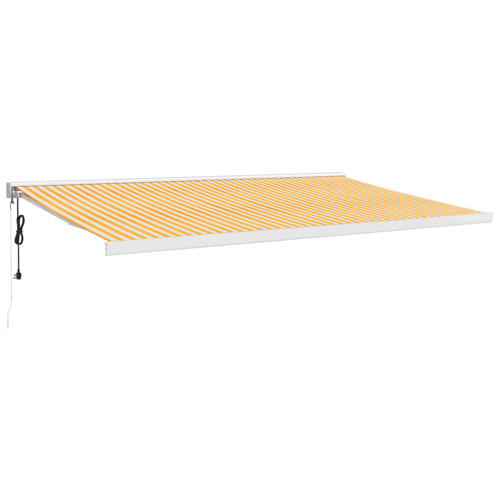 vidaXL Zwijana markiza, żółto-biała, 5x3 m, tkanina i aluminium