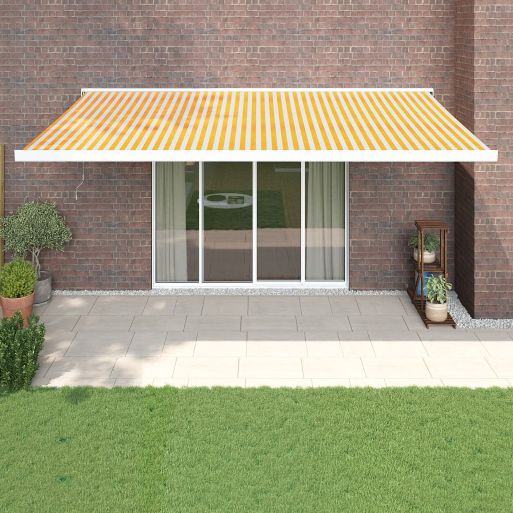 vidaXL Zwijana markiza, żółto-biała, 5x3 m, tkanina i aluminium