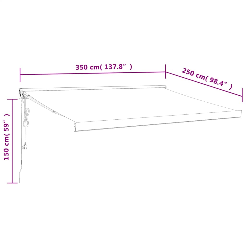 vidaXL Zwijana markiza, kremowa, 3,5x2,5 m, tkanina i aluminium