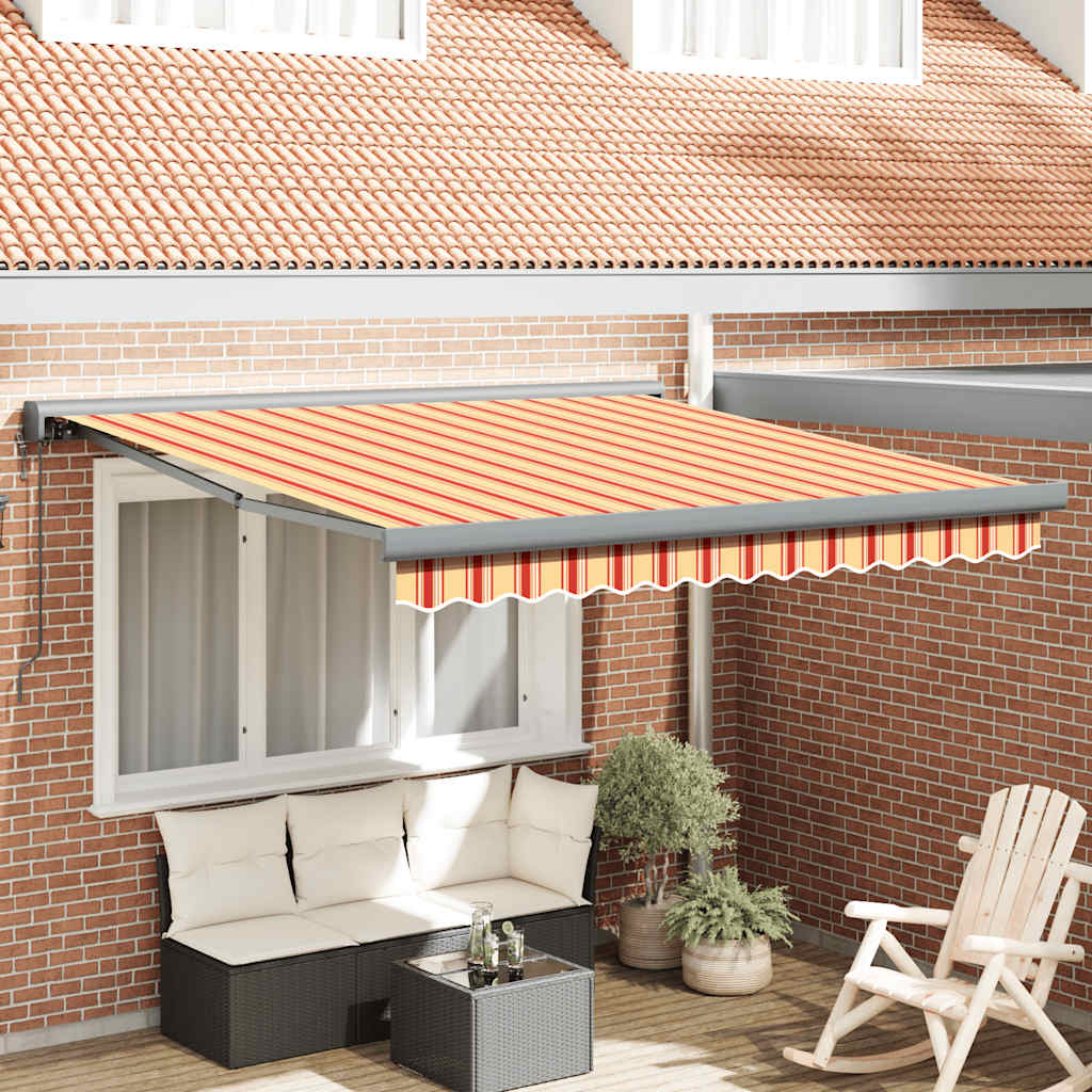 vidaXL Zwijana markiza, żółto-biała, 3,5x2,5 m, tkanina i aluminium