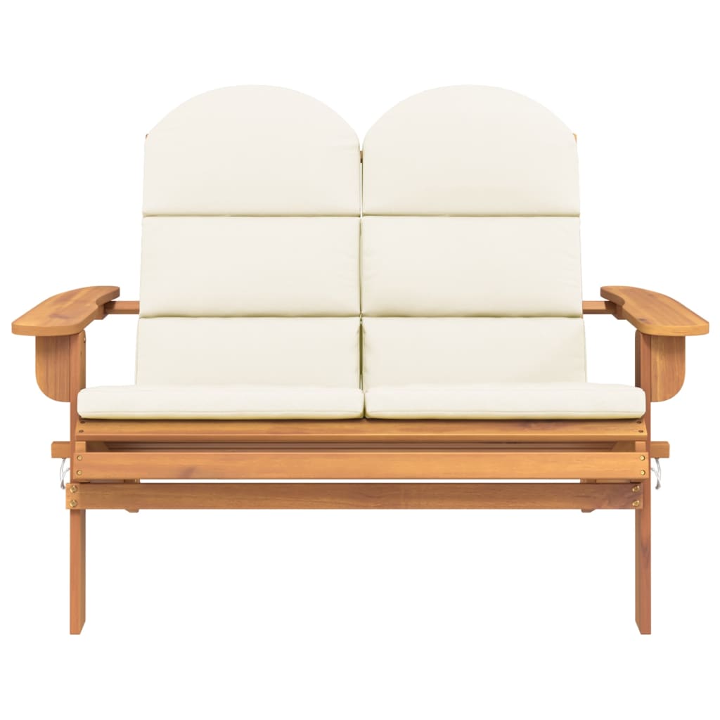 vidaXL Ławka ogrodowa Adirondack z poduszkami, 126 cm, drewno akacjowe