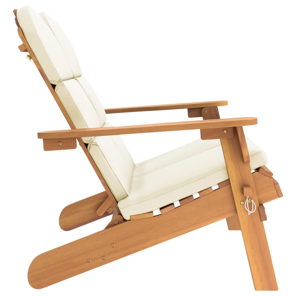 vidaXL Ławka ogrodowa Adirondack z poduszkami, 126 cm, drewno akacjowe