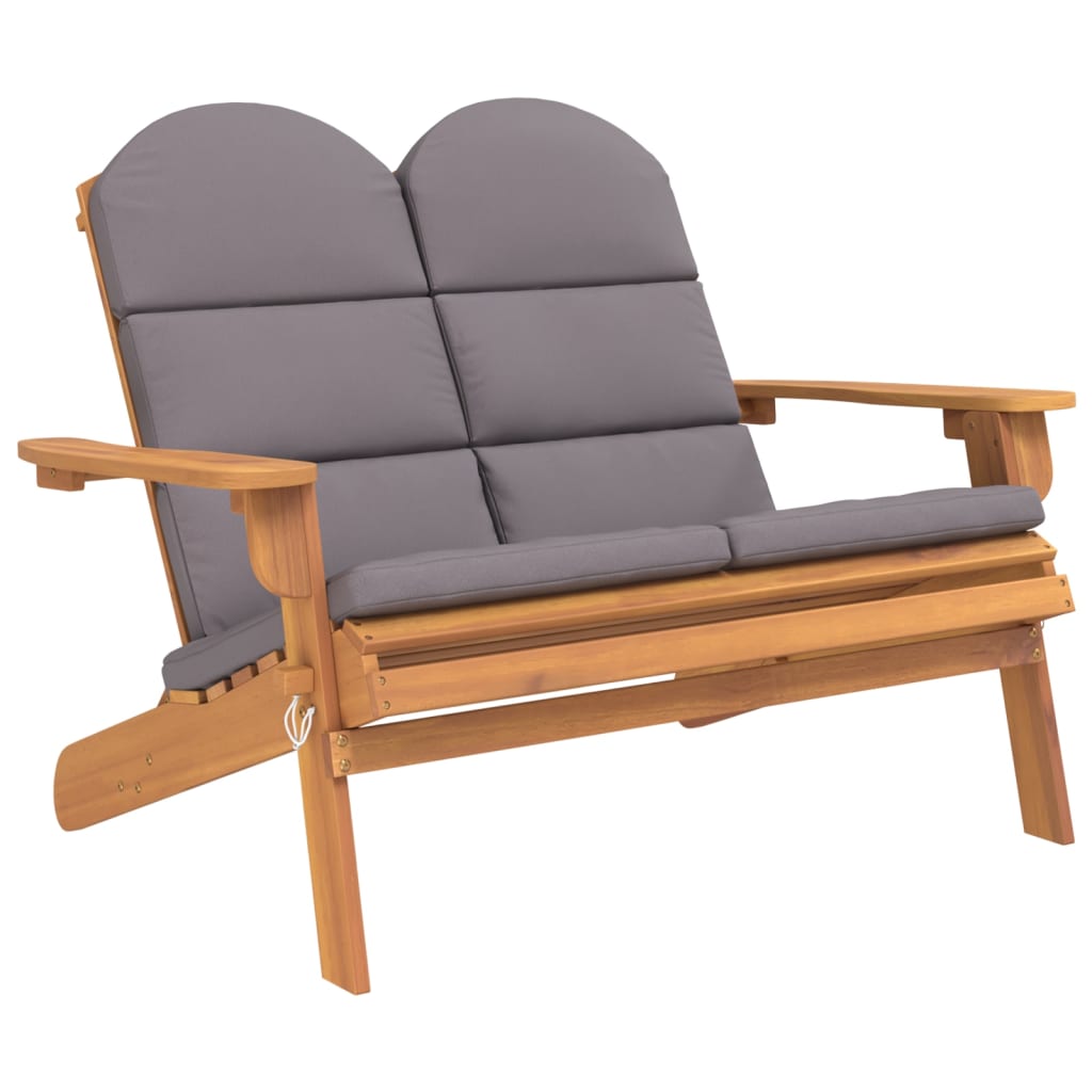 vidaXL Ławka ogrodowa Adirondack z poduszkami, 126 cm, drewno akacjowe
