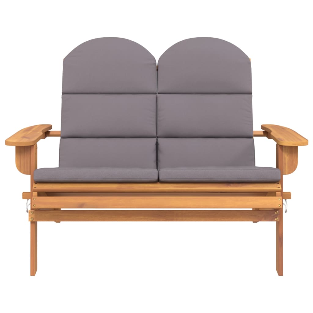 vidaXL Ławka ogrodowa Adirondack z poduszkami, 126 cm, drewno akacjowe