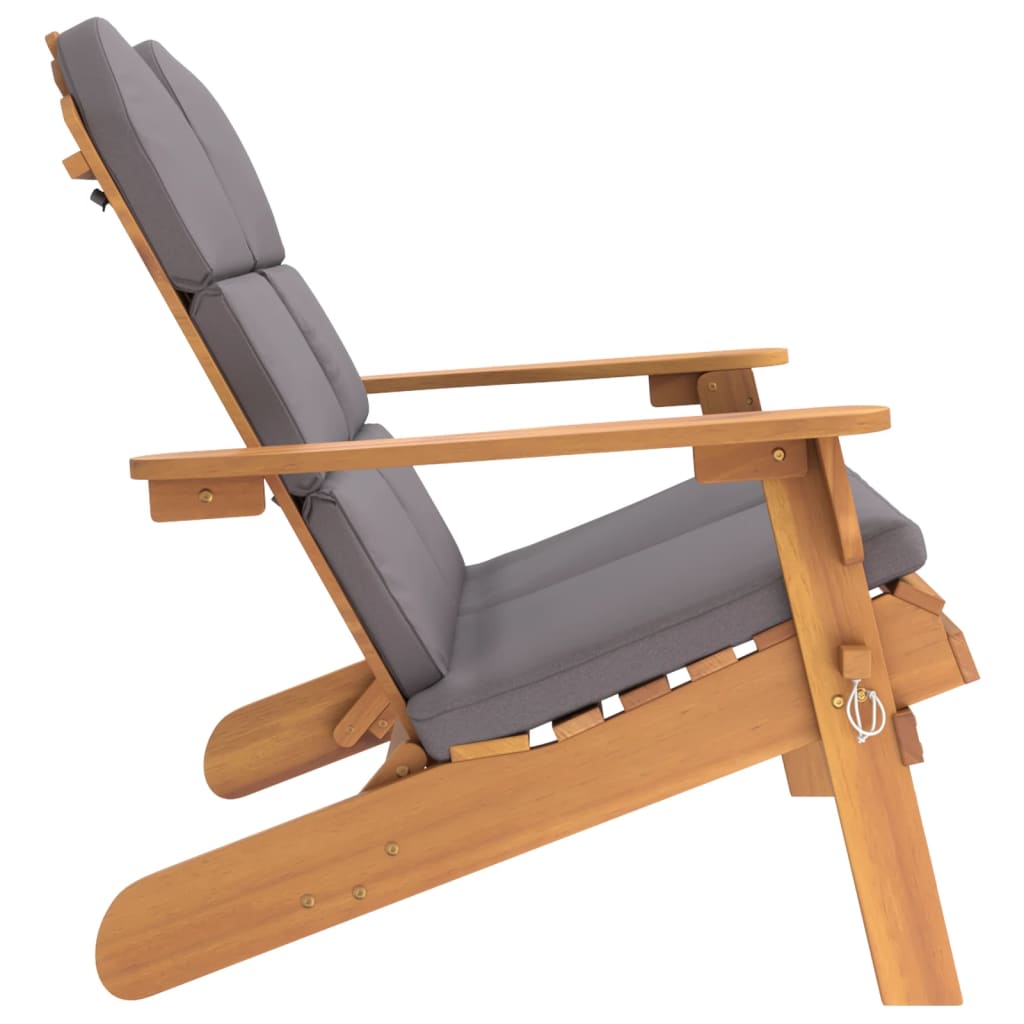 vidaXL Ławka ogrodowa Adirondack z poduszkami, 126 cm, drewno akacjowe