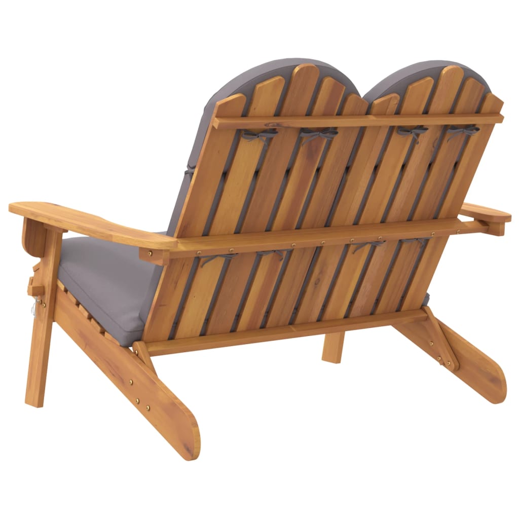 vidaXL Ławka ogrodowa Adirondack z poduszkami, 126 cm, drewno akacjowe