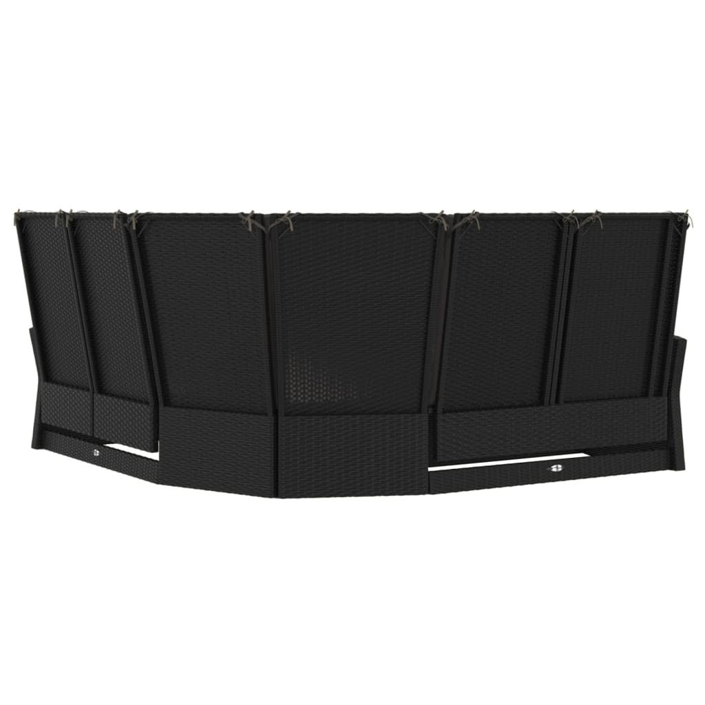 vidaXL Rozkładana sofa narożna z poduszkami, czarna, polirattan