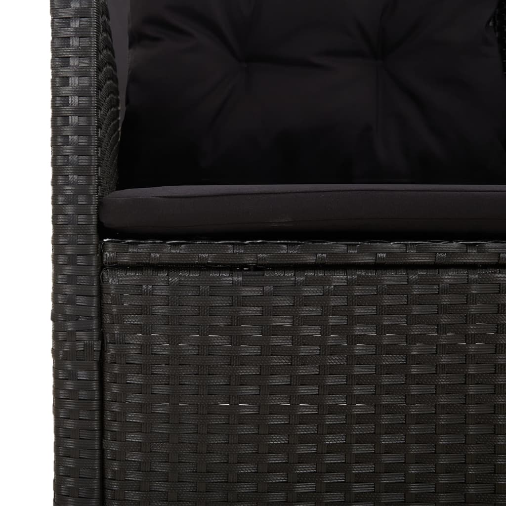 vidaXL Rozkładana sofa narożna z poduszkami, czarna, polirattan