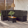 vidaXL Rozkładana sofa narożna z poduszkami, czarna, polirattan