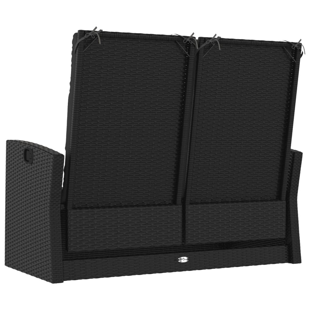 vidaXL Rozkładana ławka ogrodowa z poduszkami, czarna, 118 cm