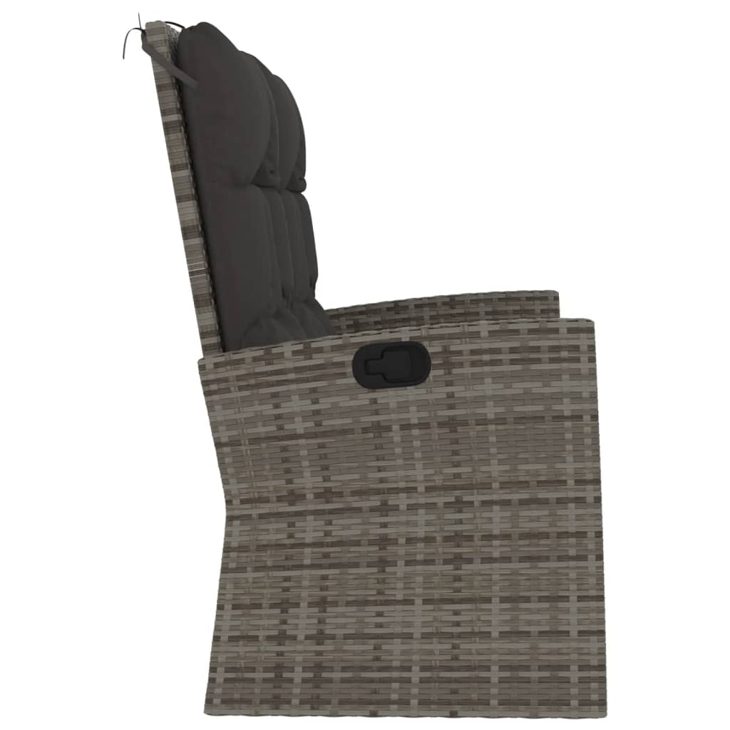 vidaXL Rozkładana ławka ogrodowa z poduszkami, szara, 118 cm