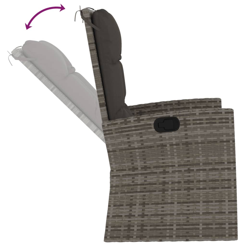 vidaXL Rozkładana ławka ogrodowa z poduszkami, szara, 118 cm