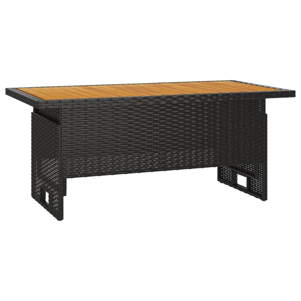 vidaXL Stół ogrodowy, czarny, 100x50x43/63 cm, akacja i polirattan