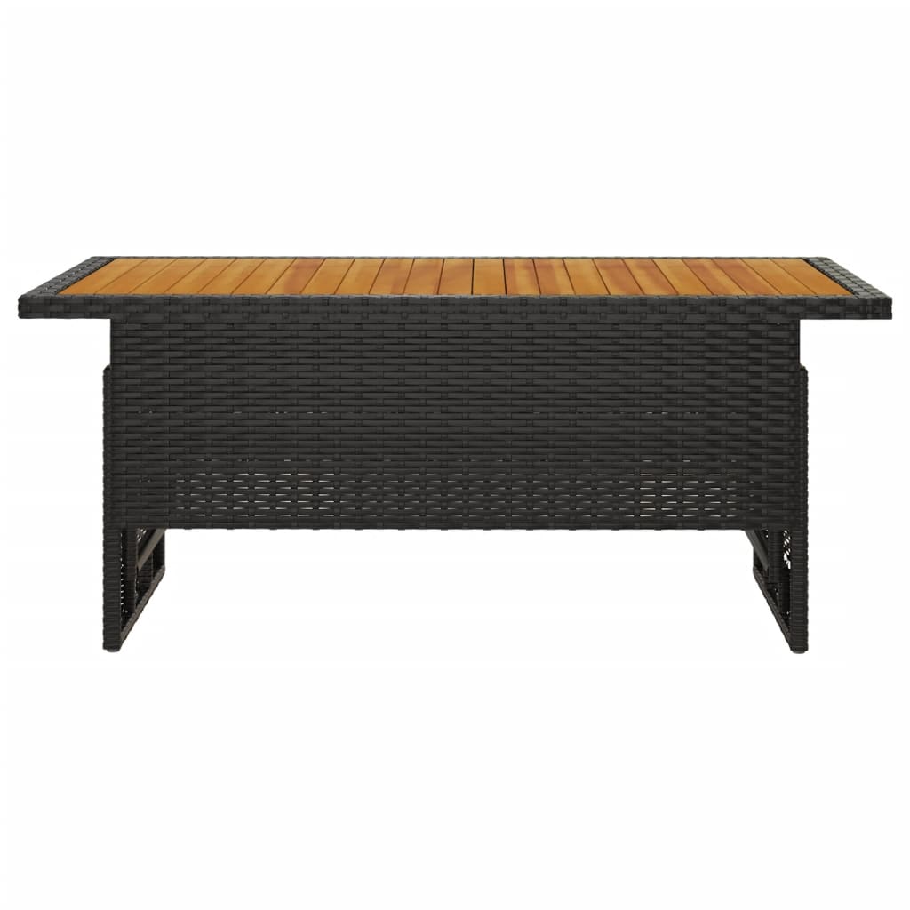 vidaXL Stół ogrodowy, czarny, 100x50x43/63 cm, akacja i polirattan