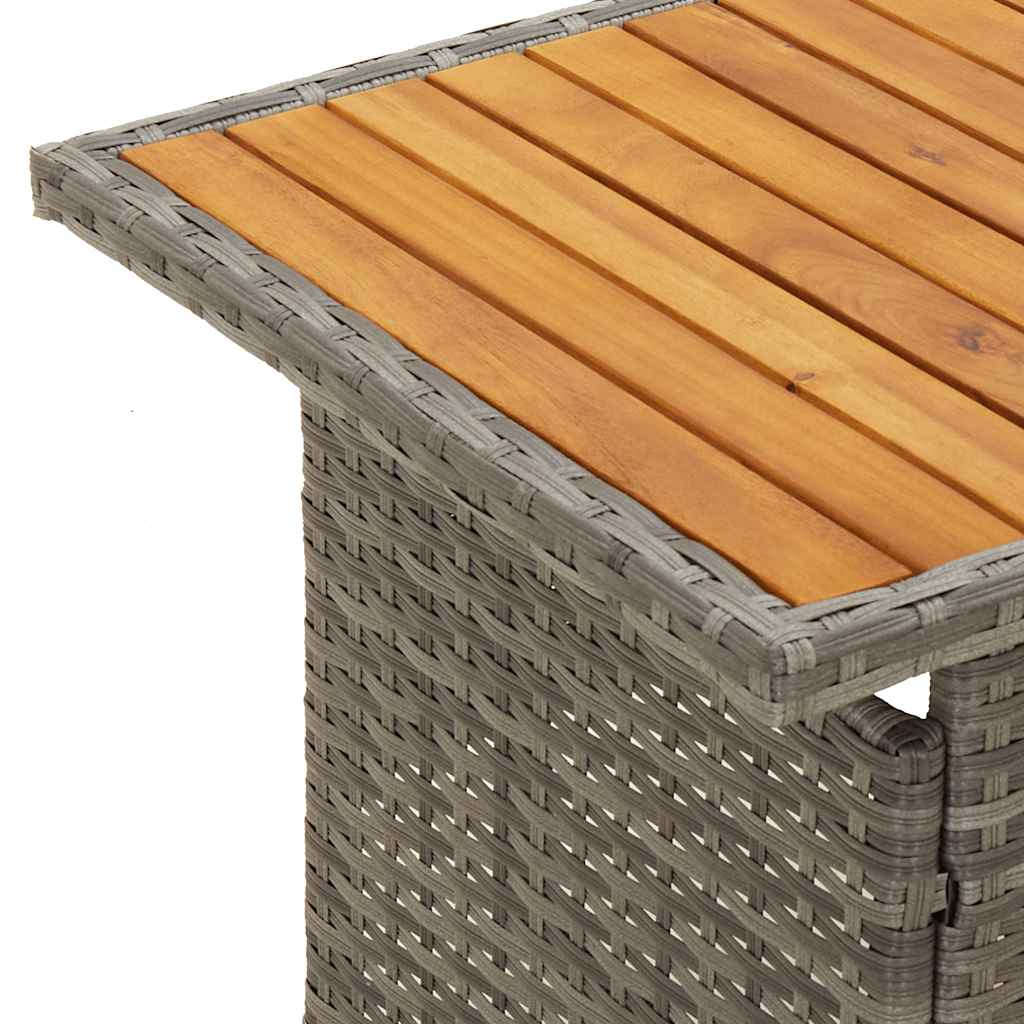 vidaXL Stół ogrodowy, szary, 100x50x43/63 cm, akacja i polirattan