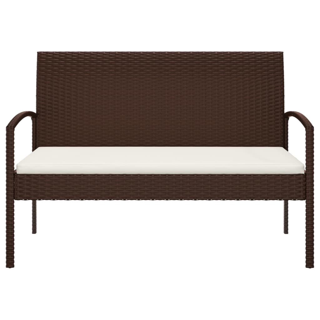 vidaXL Ławka ogrodowa z poduszką, brązowa, 105 cm, polirattan