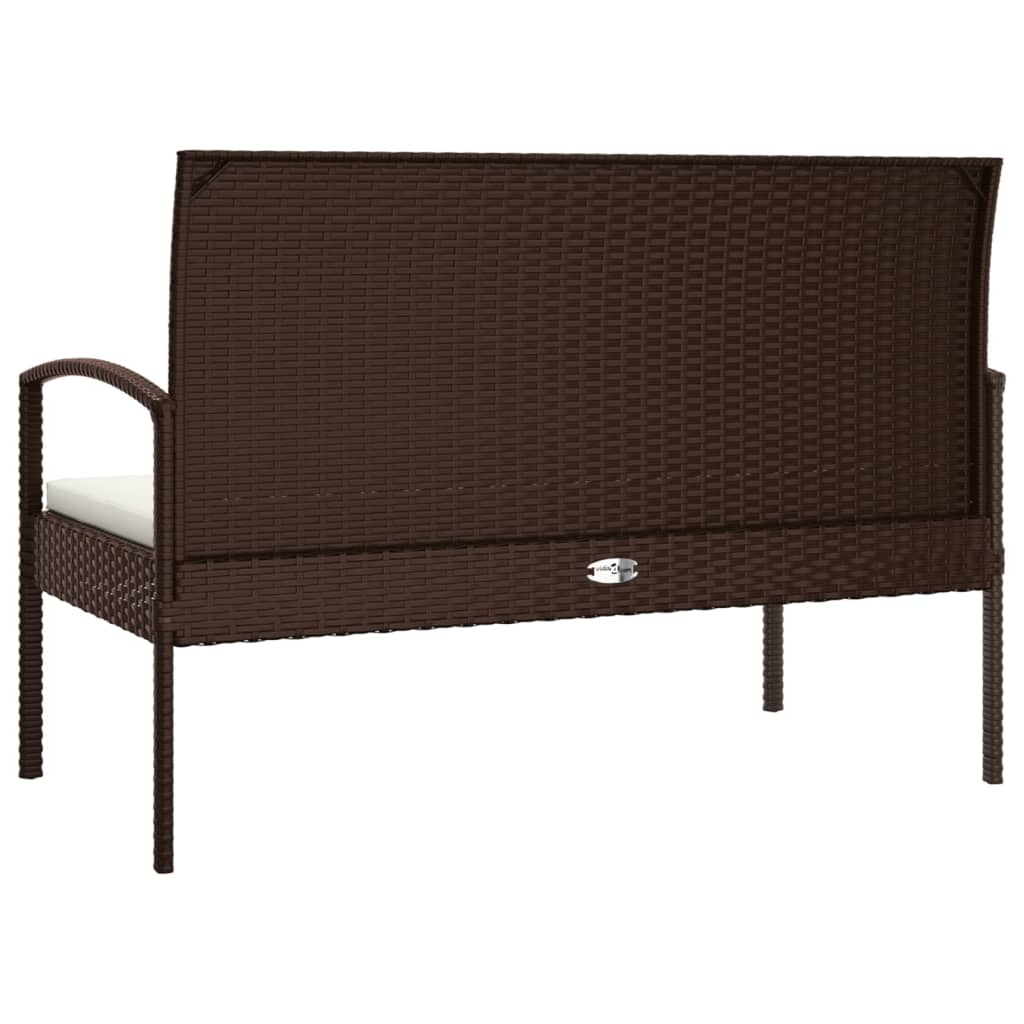 vidaXL Ławka ogrodowa z poduszką, brązowa, 105 cm, polirattan