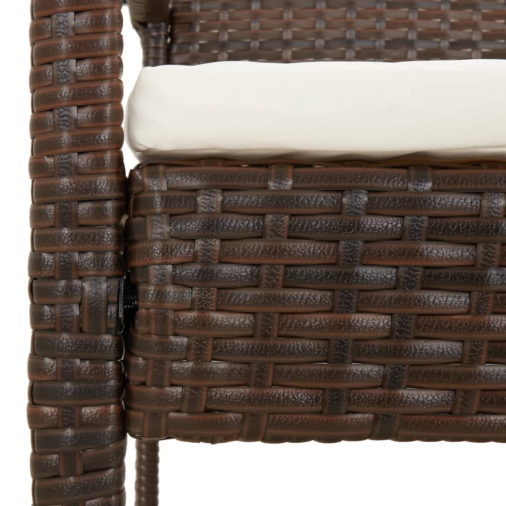 vidaXL Ławka ogrodowa z poduszką, brązowa, 105 cm, polirattan