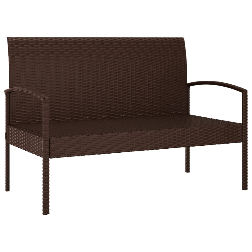 vidaXL Ławka ogrodowa z poduszką, brązowa, 105 cm, polirattan