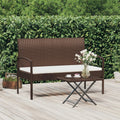 vidaXL Ławka ogrodowa z poduszką, brązowa, 105 cm, polirattan