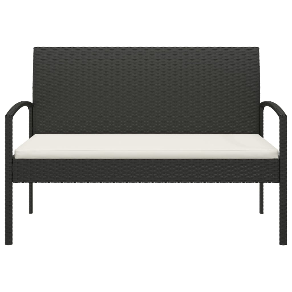vidaXL Ławka ogrodowa z poduszką, czarna, 105 cm, polirattan