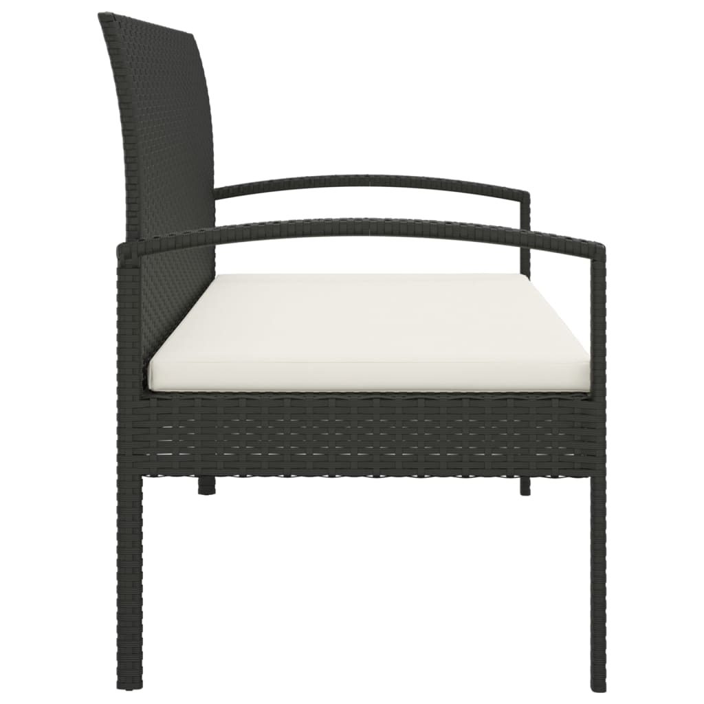 vidaXL Ławka ogrodowa z poduszką, czarna, 105 cm, polirattan
