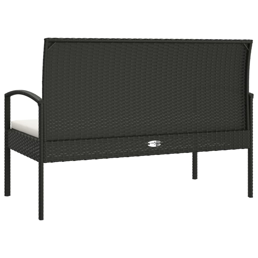 vidaXL Ławka ogrodowa z poduszką, czarna, 105 cm, polirattan