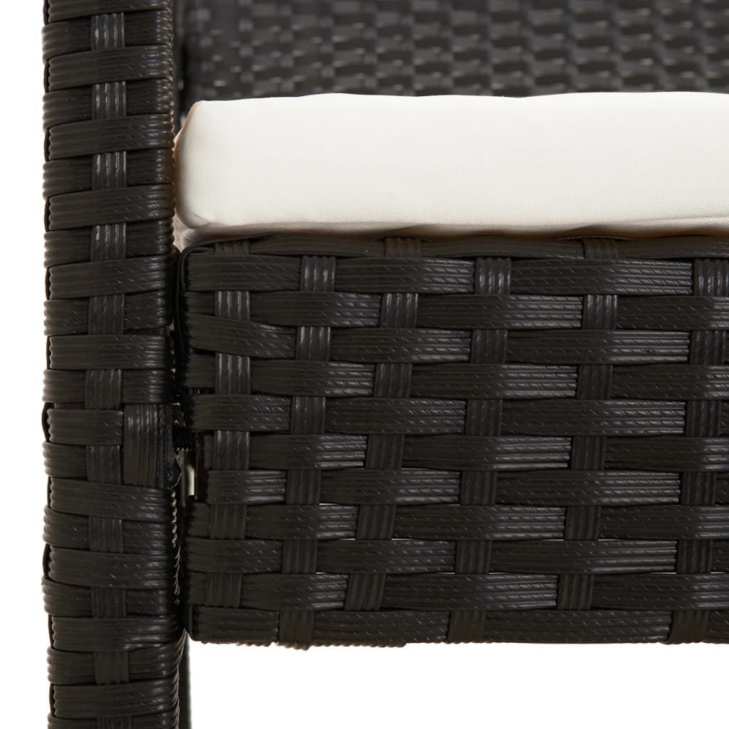 vidaXL Ławka ogrodowa z poduszką, czarna, 105 cm, polirattan