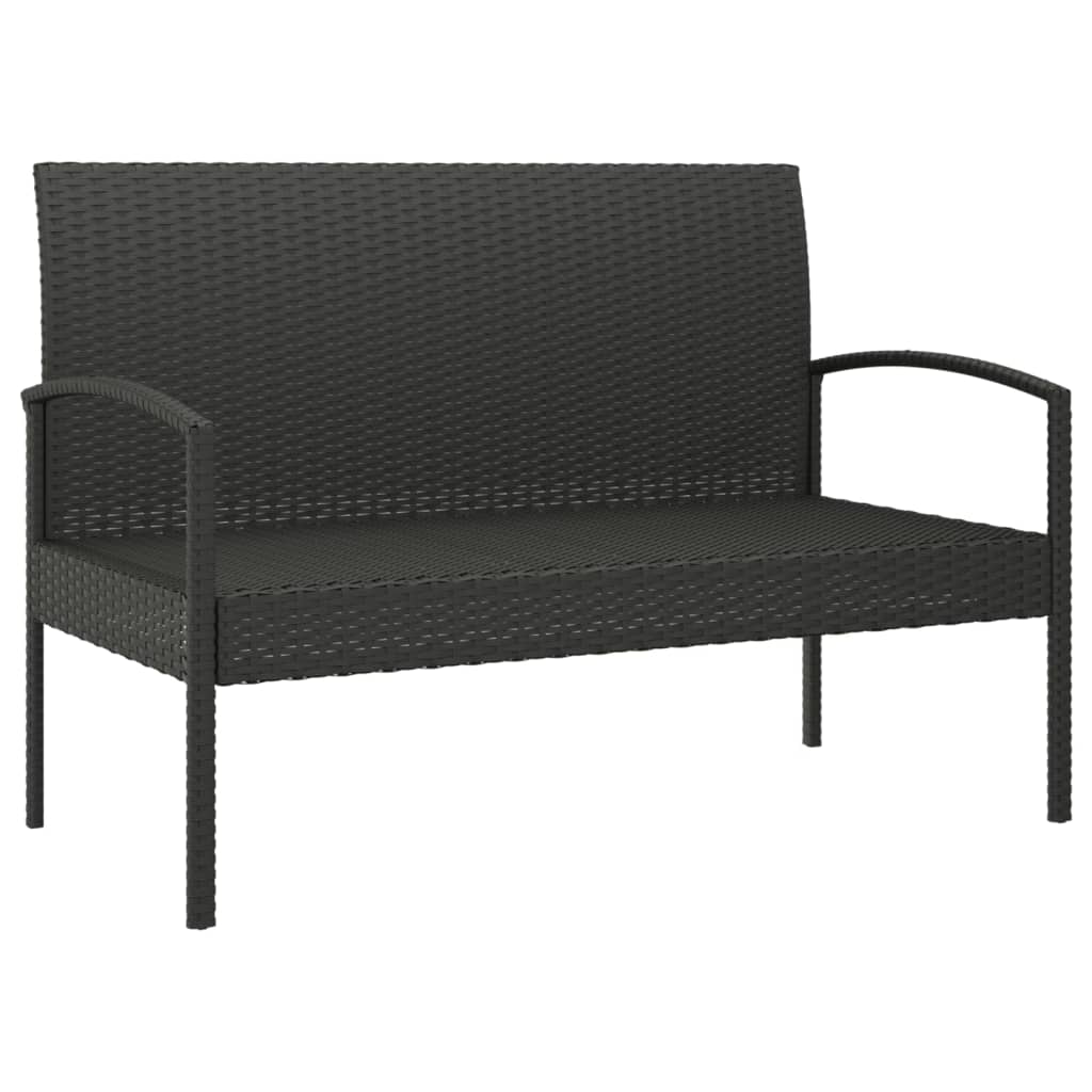 vidaXL Ławka ogrodowa z poduszką, czarna, 105 cm, polirattan