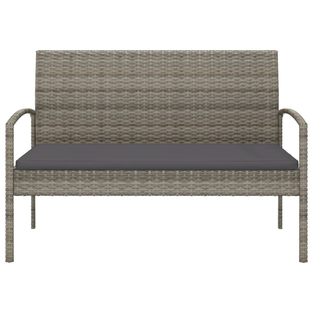 vidaXL Ławka ogrodowa z poduszką, szara, 105 cm, polirattan