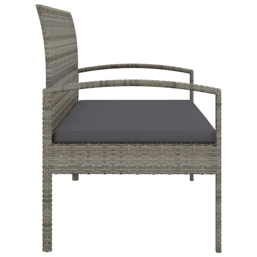 vidaXL Ławka ogrodowa z poduszką, szara, 105 cm, polirattan