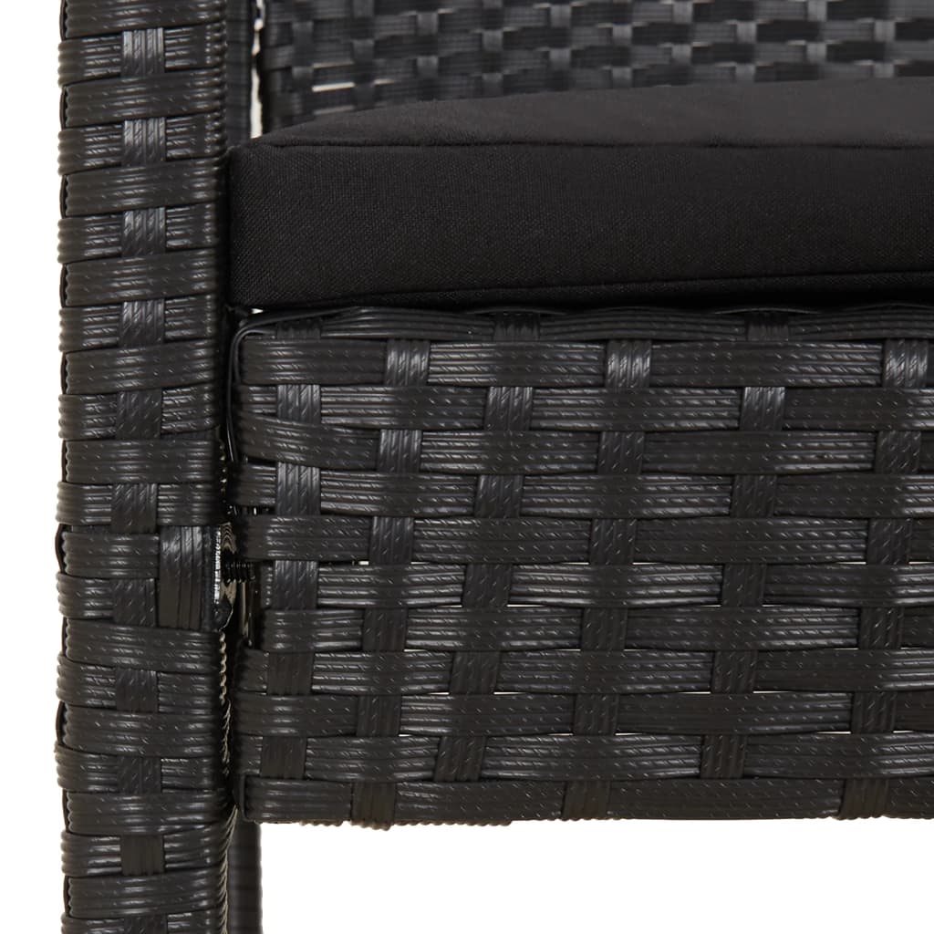 vidaXL Ławka ogrodowa z poduszką, czarna, 105 cm, polirattan