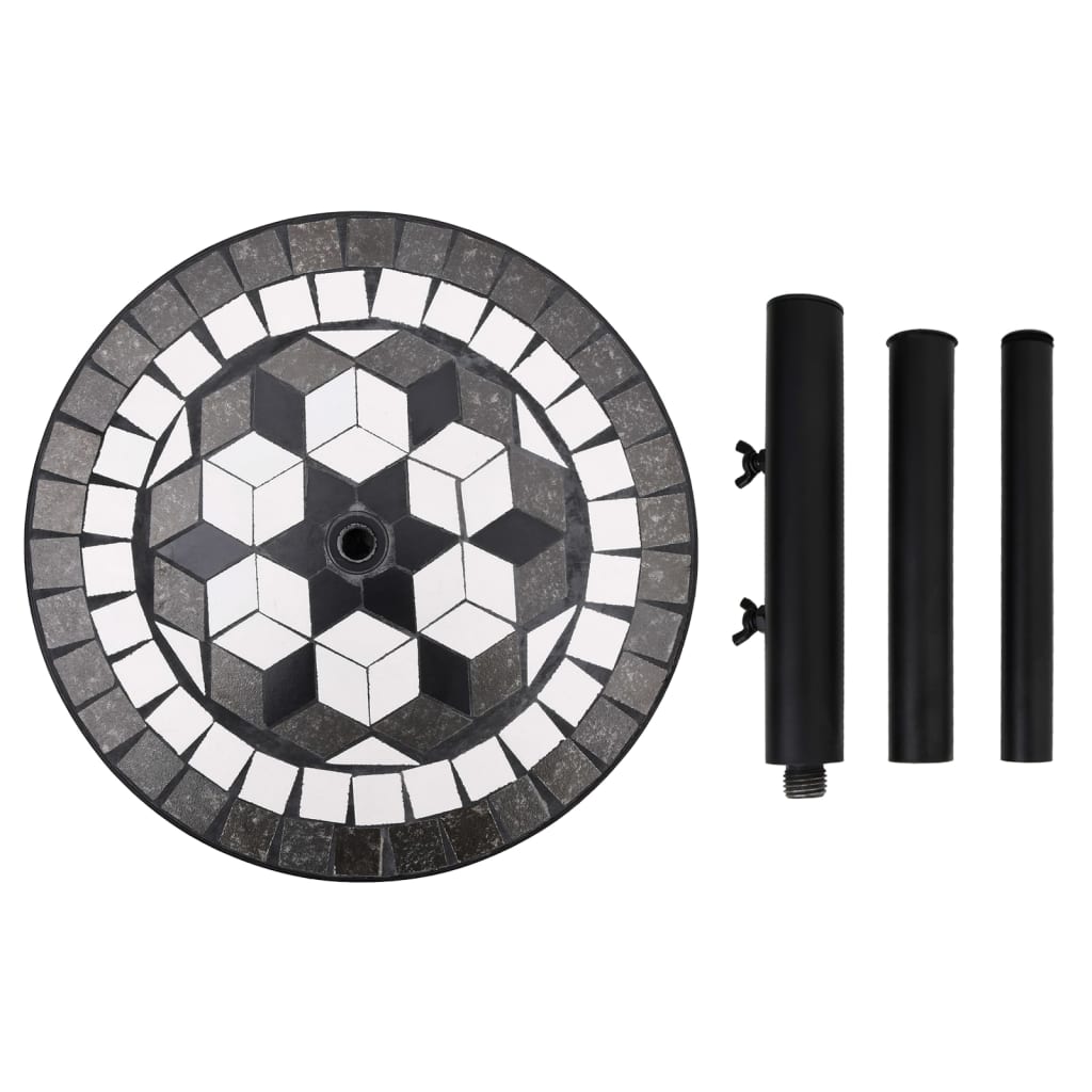 vidaXL Okrągła podstawa pod parasol, czarno-biała, 12 kg