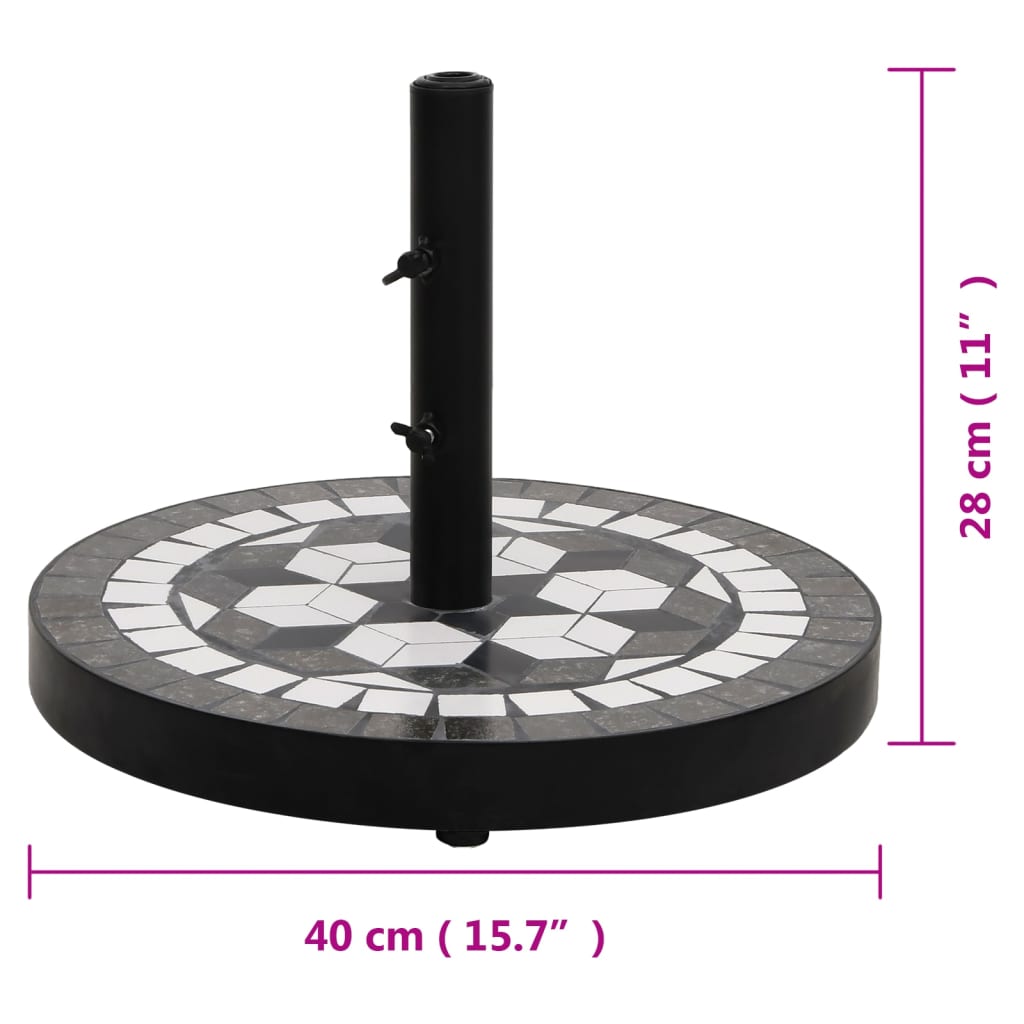 vidaXL Okrągła podstawa pod parasol, czarno-biała, 12 kg