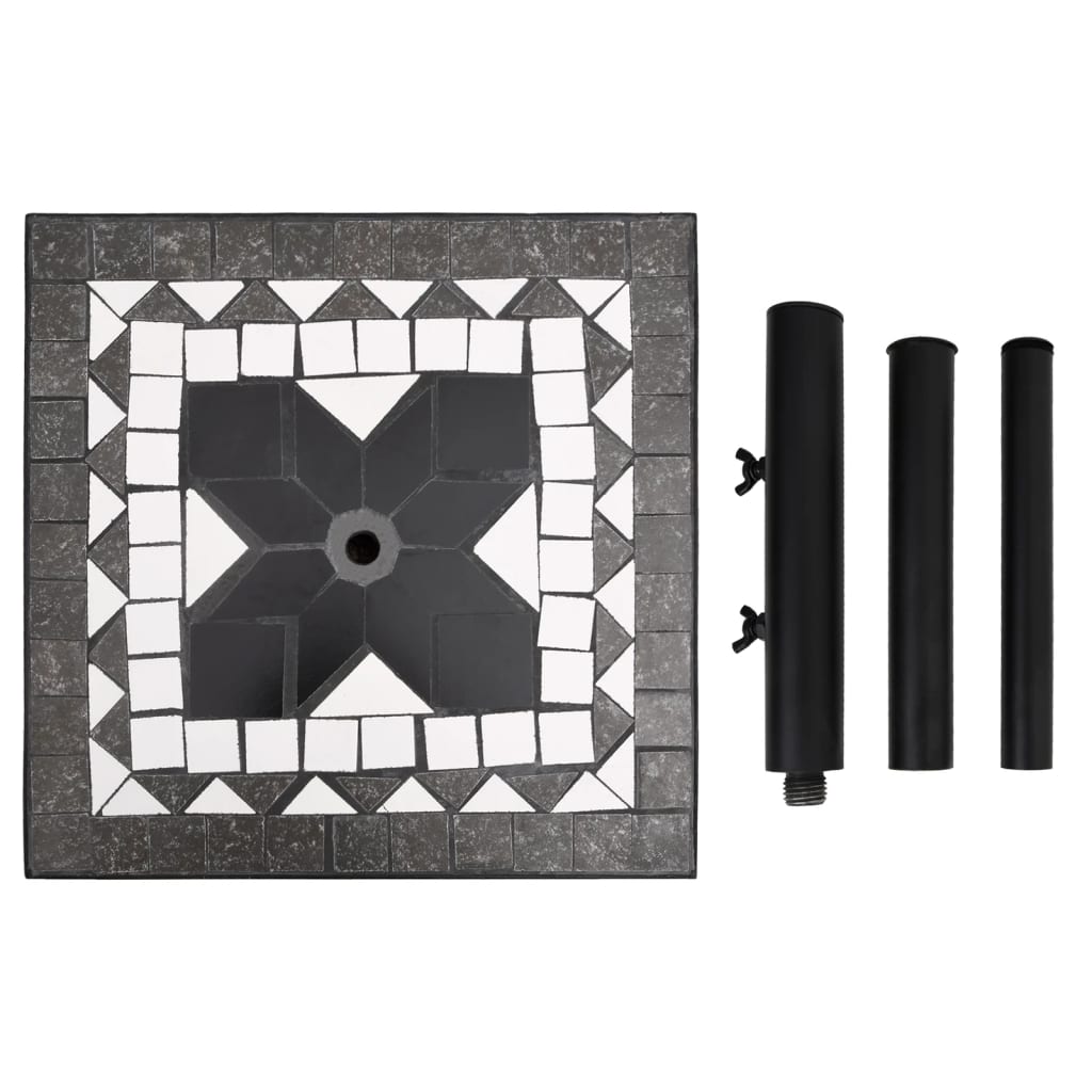 vidaXL Kwadratowa podstawa pod parasol, czarno-biała, 12 kg