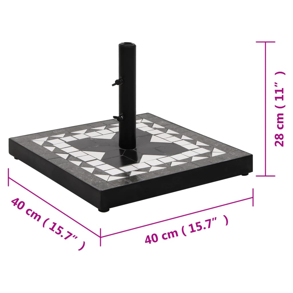 vidaXL Kwadratowa podstawa pod parasol, czarno-biała, 12 kg