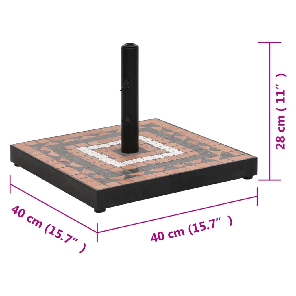 vidaXL Kwadratowa podstawa pod parasol, terakotowo-biała, 12 kg