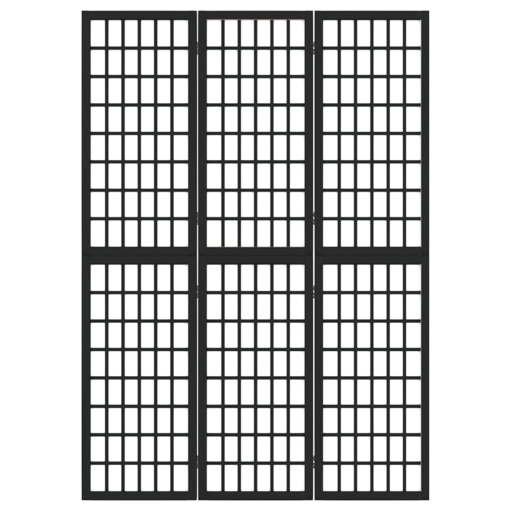 vidaXL Składany parawan 3-panelowy, styl japoński, 120x170 cm, czarny