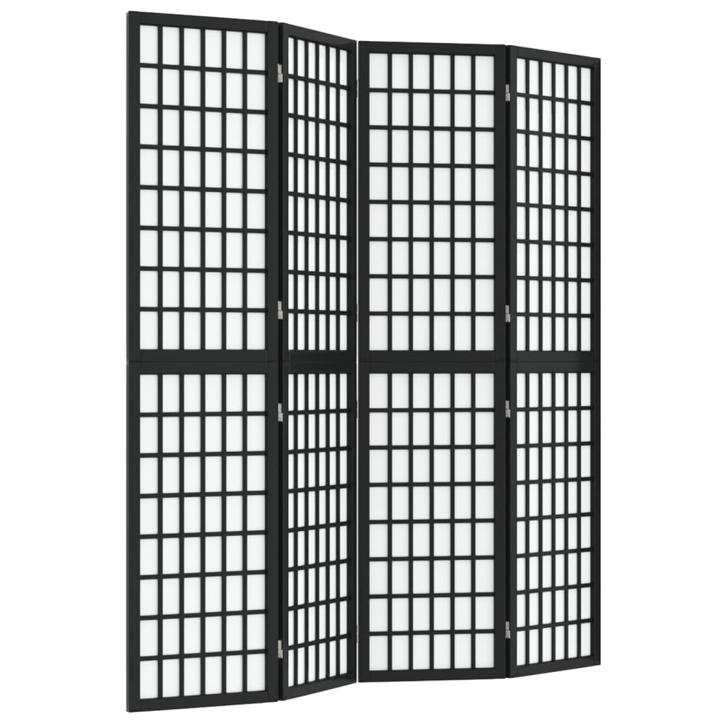 vidaXL Składany parawan 4-panelowy, styl japoński, 160x170 cm, czarny