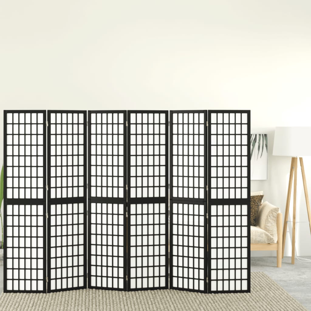 vidaXL Składany parawan 6-panelowy, styl japoński, 240x170 cm, czarny