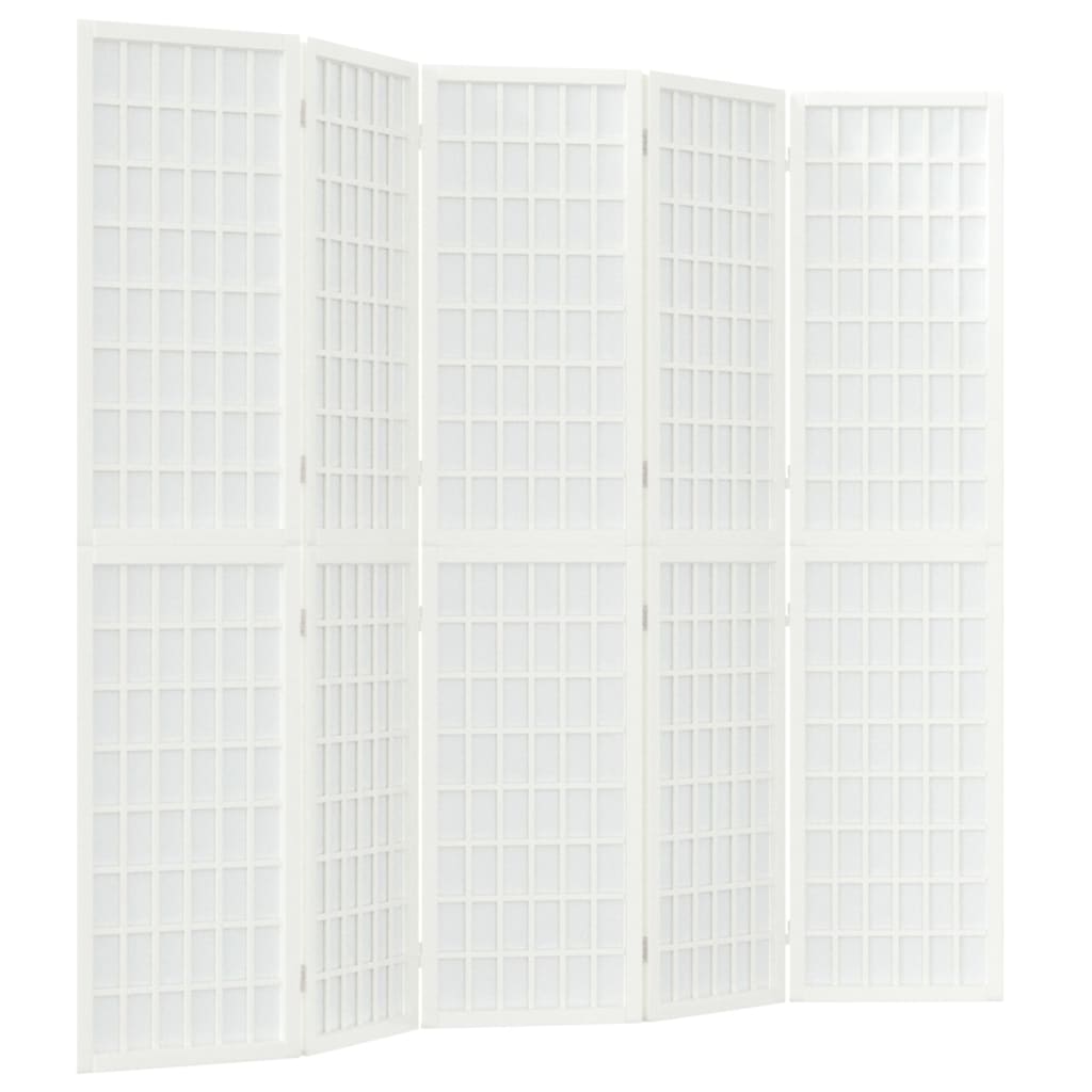 vidaXL Składany parawan 5-panelowy, styl japoński, 200x170 cm, biały