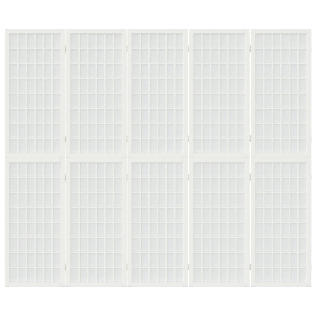 vidaXL Składany parawan 5-panelowy, styl japoński, 200x170 cm, biały