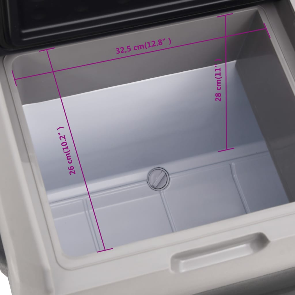 vidaXL Lodówka na kółkach, z uchwytem, czarno-szara, 30 L, PP